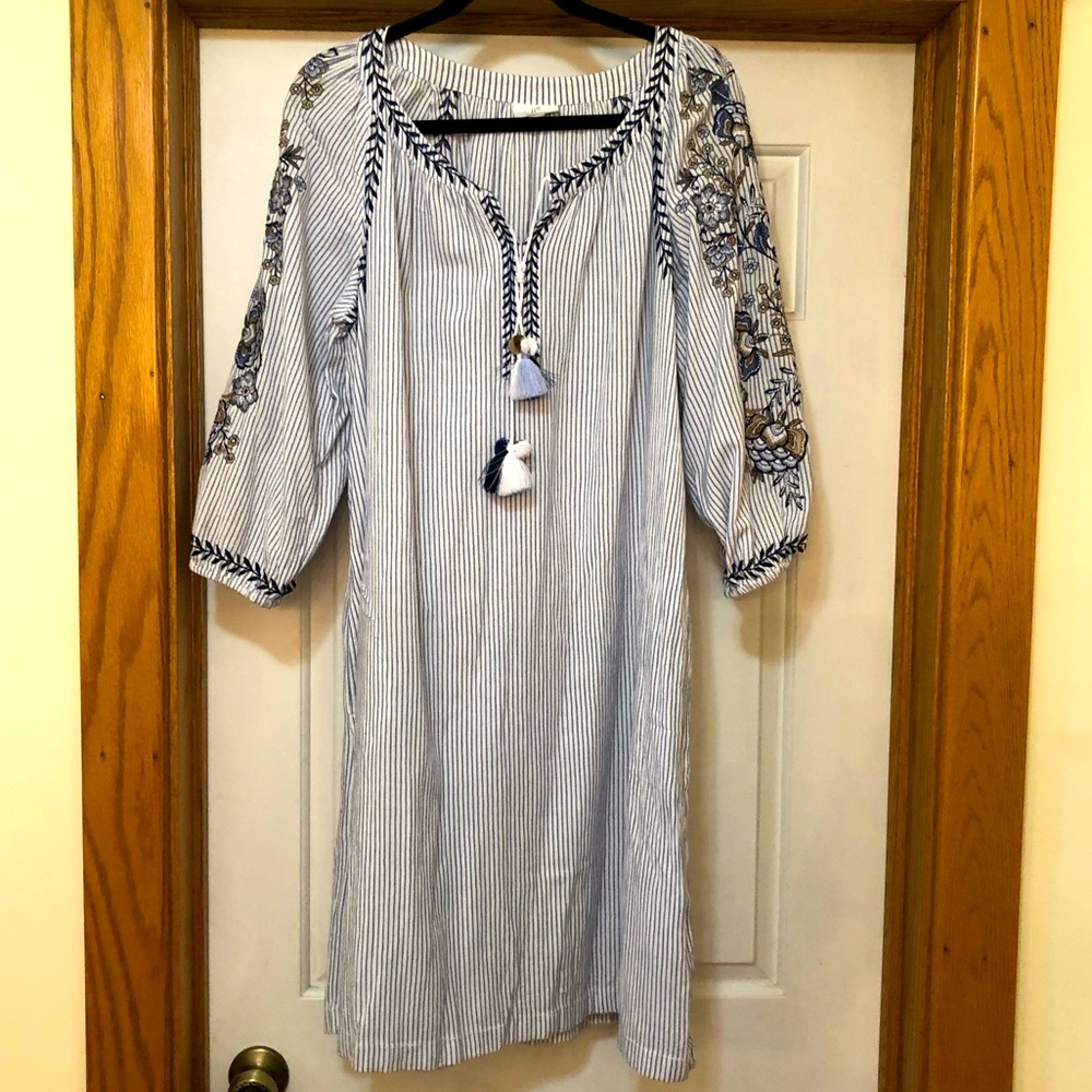 J Jill blue and white pin striped dress, Medium